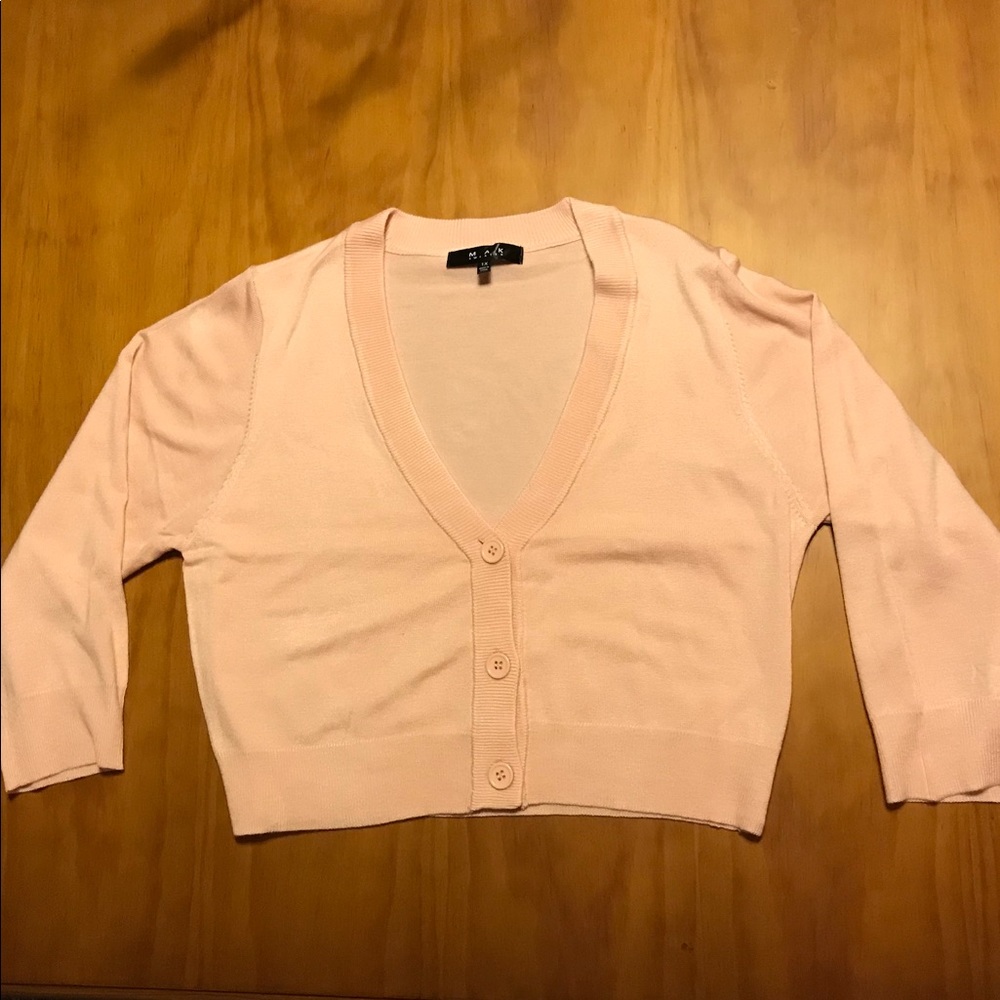Light Pink Mak Button-up Cropped Cardigan - 1X